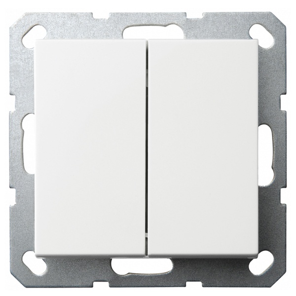 Двухклавишный кнопочный переключатель Jasmart G 10A, белый глянцевый