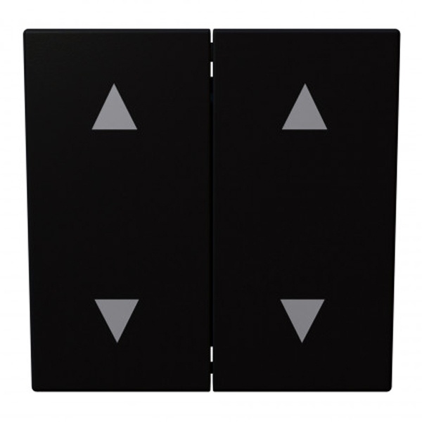 Выключатель двухклавишный для штор Jasmart FD 10A, черный матовый (soft touch)