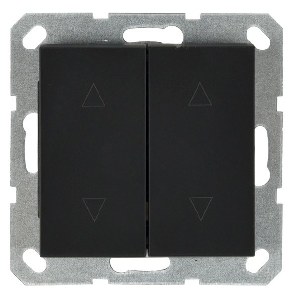 Выключатель двухклавишный для штор Jasmart G 10A, черный матовый