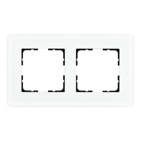 Рамка закругленная Jasmart 2-постовая, стекло матовое белый