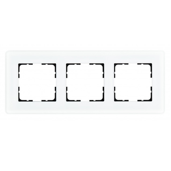 Рамка закругленная Jasmart 3-постовая, стекло матовое белый