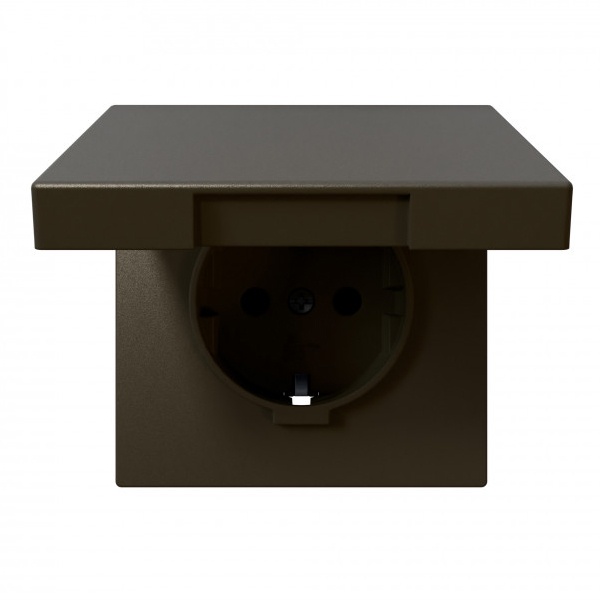 Розетка с заземлением со шторками и крышкой Jasmart FD 16А, бронза