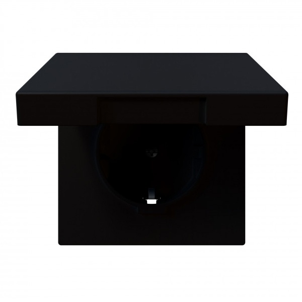 Розетка с заземлением со шторками и крышкой Jasmart FD 16А, черный матовый (soft touch)