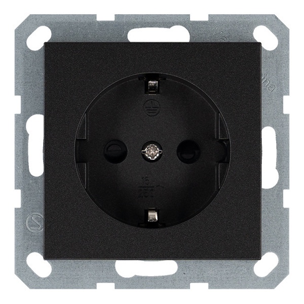 Розетка с заземлением со шторками Jasmart G 16А, антрацит