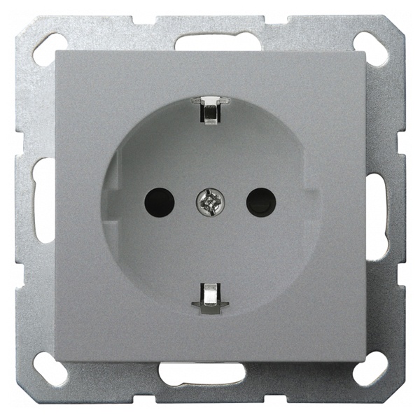 Розетка с заземлением со шторками Jasmart G 16А, алюминий