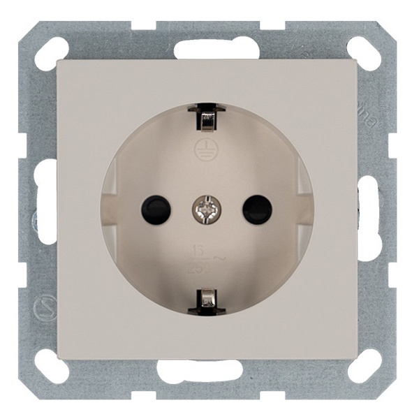 Розетка с заземлением со шторками Jasmart G 16А, тауп