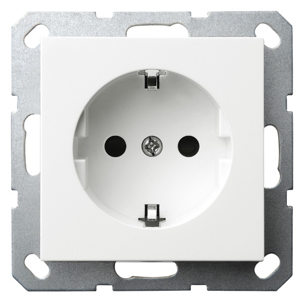 Розетка с заземлением со шторками Jasmart G 16А, белый глянцевый