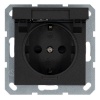 Розетка с заземлением со шторками и крышкой Jasmart G 16А, антрацит