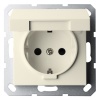 Розетка с заземлением со шторками и крышкой Jasmart G 16А, слоновая кость (бежевый)