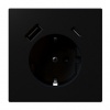Розетка с заземлением со шторками Jasmart FD 16A USB A+C 25W, черный матовый (soft touch)