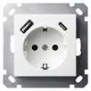 Розетка с заземлением со шторками Jasmart G 16A USB A+C 25W, белый глянцевый
