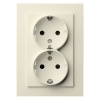 Розетка двойная с заземлением со шторками Jasmart G 16А, слоновая кость (бежевый)