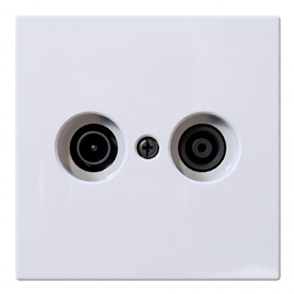 Розетка TV+FM Jasmart FD d9.5мм проходная, белый глянцевый