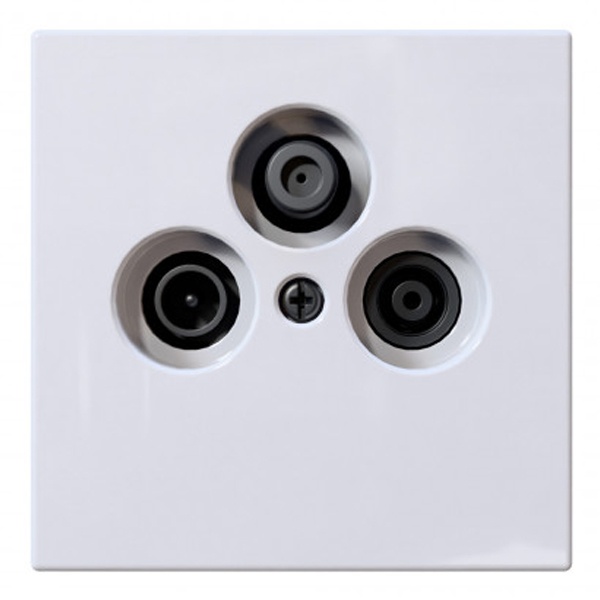 Розетка TV+FM+SAT Jasmart FD d9.5мм оконечная, белый глянцевый