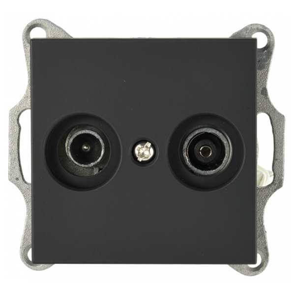 Розетка TV+FM Jasmart G d9.5мм оконечная, черный матовый