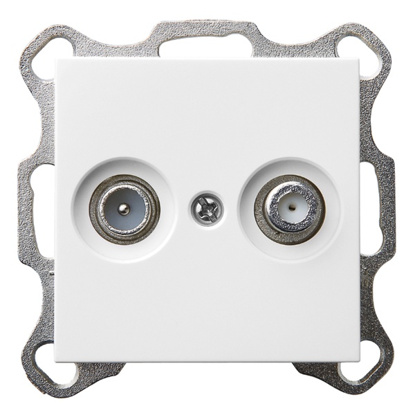 Розетка TV+FM Jasmart G d9.5мм оконечная, белый глянцевый