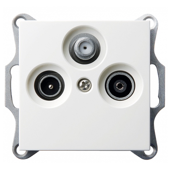 Розетка TV+FM+SAT Jasmart G d9.5мм проходная, белый глянцевый