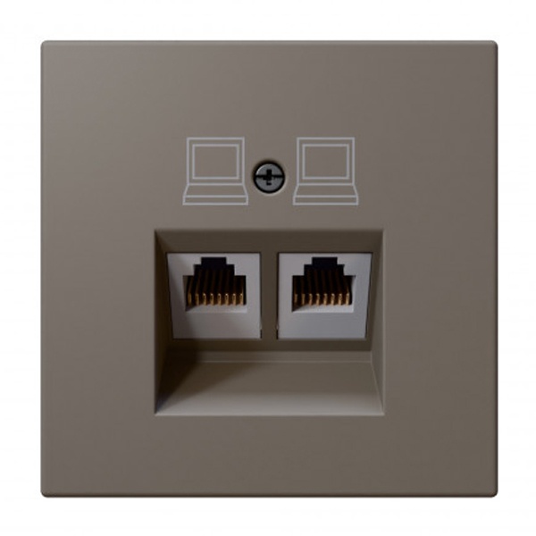 Интернет-розетка RJ45 Jasmart FD двойная категория 5, тауп (soft touch)