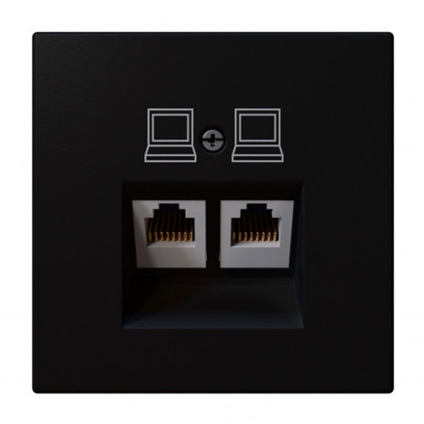 Интернет-розетка RJ45 Jasmart FD двойная категория 6, черный матовый (soft touch)