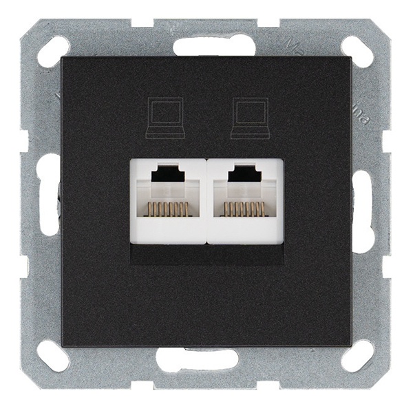 Интернет-розетка RJ45 Jasmart G двойная категория 5, антрацит