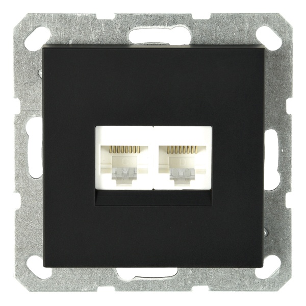 Интернет-розетка RJ45 Jasmart G двойная категория 5, черный матовый
