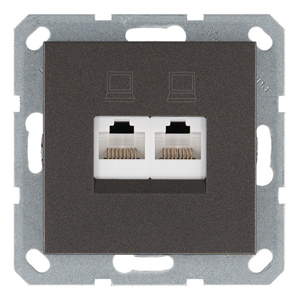 Интернет-розетка RJ45 Jasmart G двойная категория 5, мокко