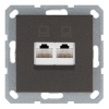 Интернет-розетка RJ45 Jasmart G двойная категория 5, мокко