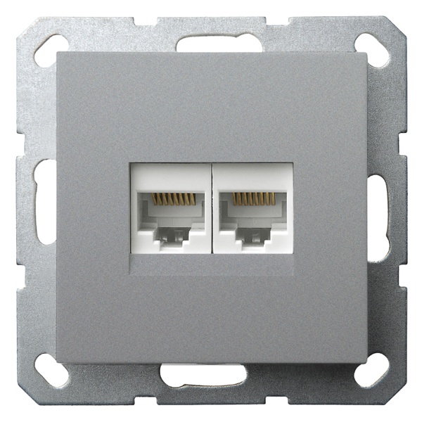 Интернет-розетка RJ45 Jasmart G двойная категория 6, алюминий