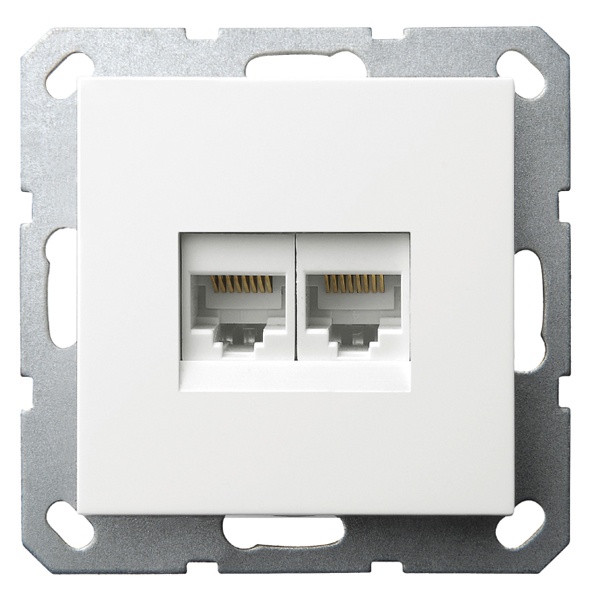 Интернет-розетка RJ45 Jasmart G двойная категория 6, белый глянцевый
