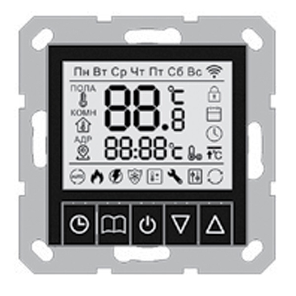 Терморегулятор электронный Jasmart G 16А в комплекте с датчиком (4м, 5х20мм), черный матовый