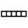 Рамка закругленная Jasmart 5-постовая, стекло матовое черный