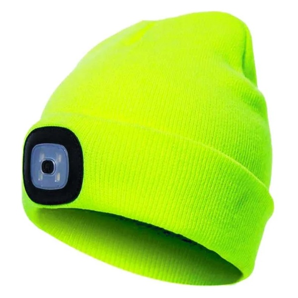 Шапка с фонариком 215х205х5 желтый (фонарь 66х50х15мм съемный; аккум. 3.7В/200mAh) 3 режима свечения