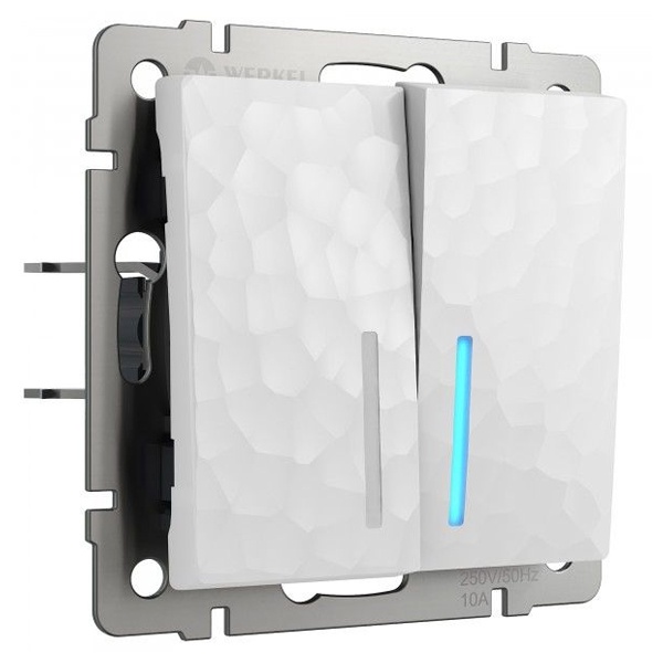 Выключатель двухклавишный с подсветкой Werkel Hammer белый