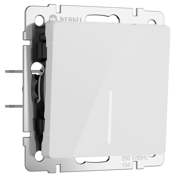 Выключатель одноклавишный проходной с подсветкой Werkel акрил белый