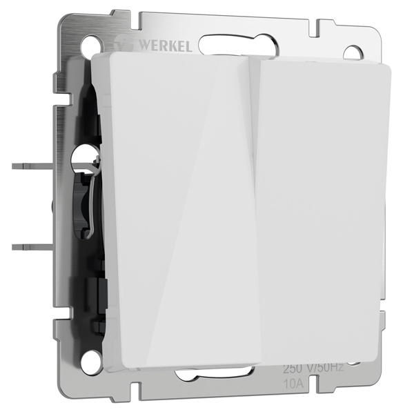 Перекрестный выключатель двухклавишный Werkel акрил белый