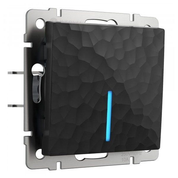 Выключатель одноклавишный проходной с подсветкой Werkel Hammer черный