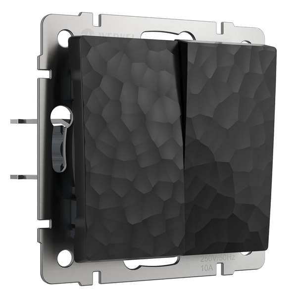 Выключатель двухклавишный проходной Werkel Hammer черный