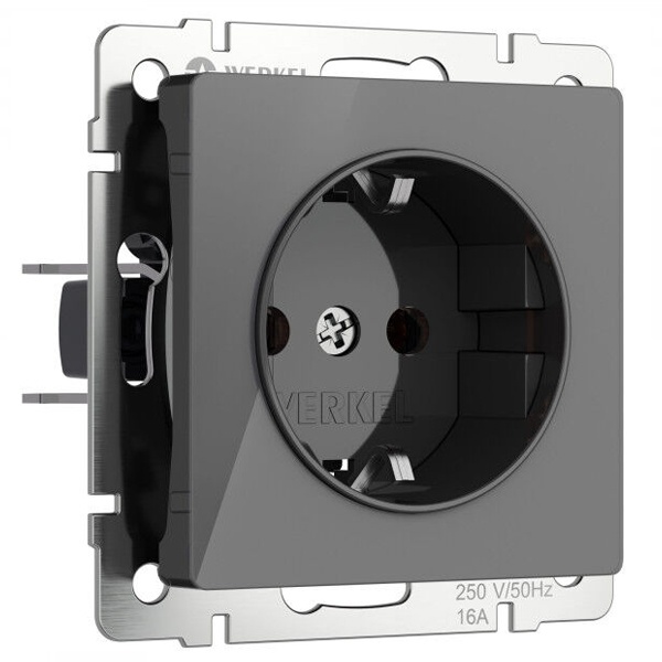 Розетка с заземлением и шторками Werkel акрил графит
