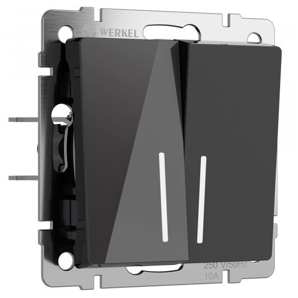 Выключатель двухклавишный с подсветкой Werkel акрил черный