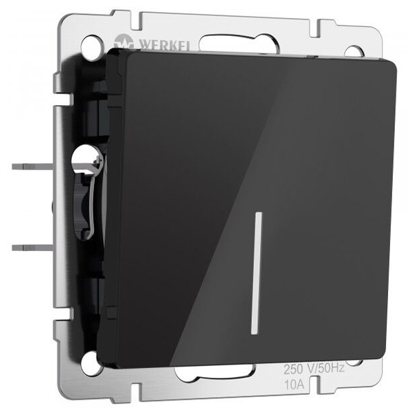 Выключатель одноклавишный проходной с подсветкой Werkel акрил черный