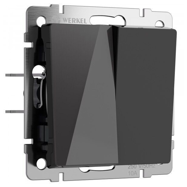 Перекрестный выключатель двухклавишный Werkel акрил черный