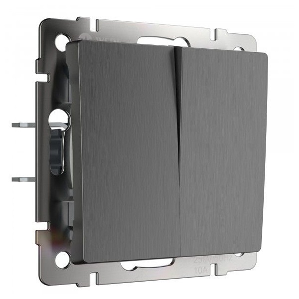 Выключатель двухклавишный Werkel графит рифленый