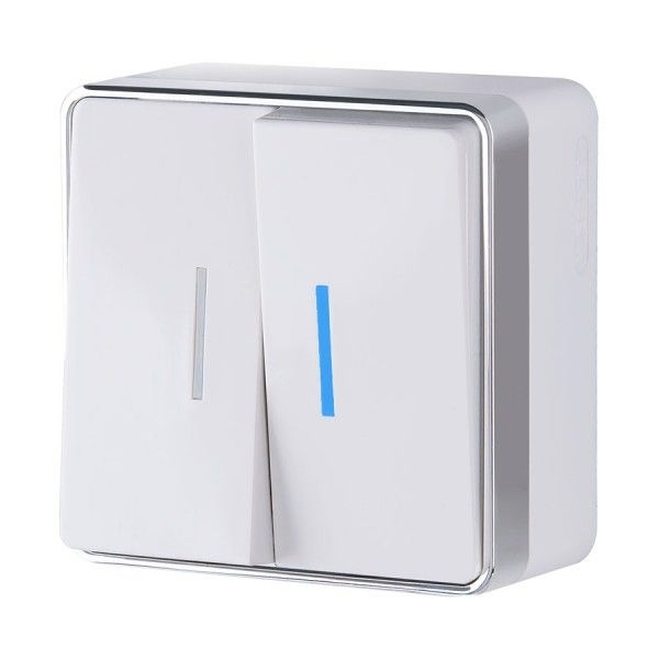 Выключатель накладной двухклавишный с подсветкой Werkel Gallant белый