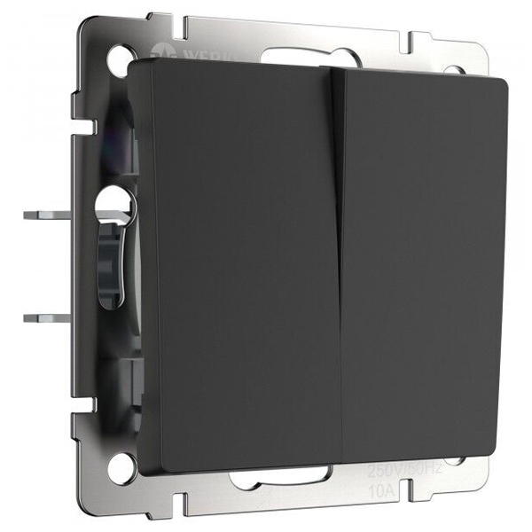 Перекрестный выключатель двухклавишный Werkel черный матовый