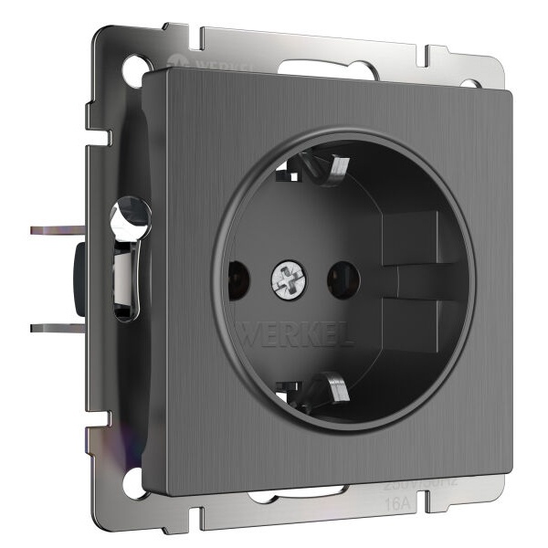 Розетка с заземлением Werkel графит рифленый