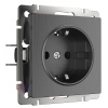 Розетка с заземлением и шторками Werkel графит рифленый