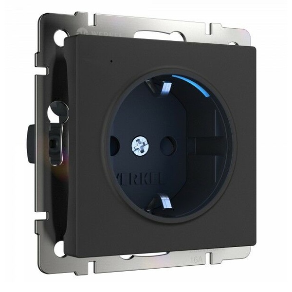Розетка с подсветкой Werkel черный матовый