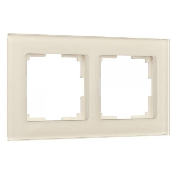 W0021141/ Рамка на 2 поста Werkel Favorit молочный, стекло