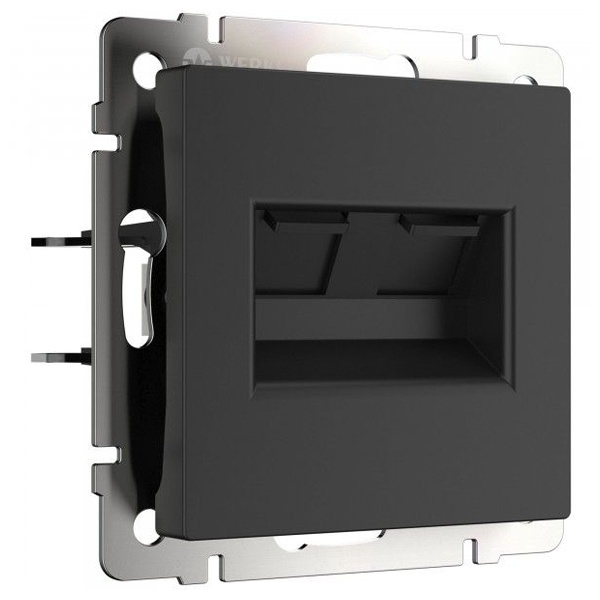 Розетка двойная Ethernet RJ-45 Werkel черный матовый