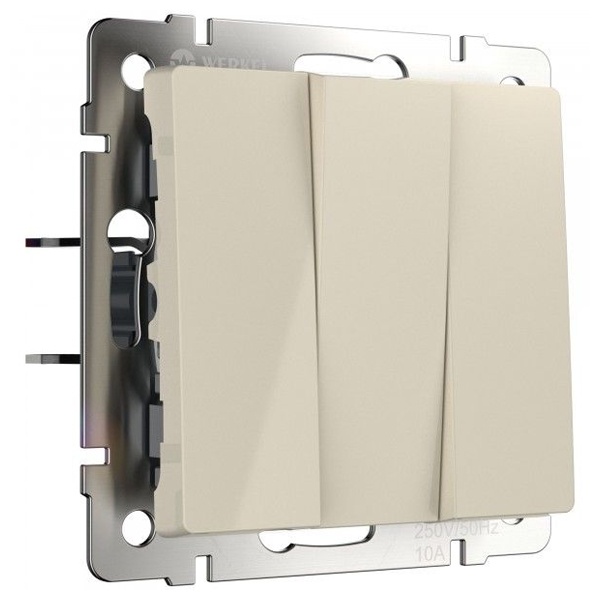 Выключатель трехклавишный Werkel слоновая кость (бежевый)